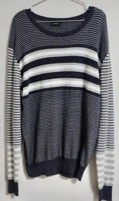 【美品】DIESEL ディーゼル ストライプニットセーター Lサイズ