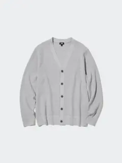 ユニクロ　ウォッシャブルミラノリブVネックカーディガン　Lサイズ　グレー