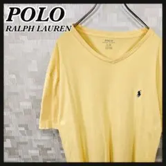 ポロラルフローレン Tシャツ Vネック メンズ L 半袖 イエロー 黄色 古着