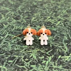【シーズー】　犬　ハンドメイド　ピアス　樹脂粘土　おすわりシリーズ　197