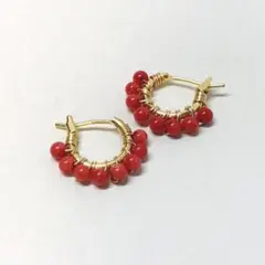 16kgp 赤珊瑚 フープピアス