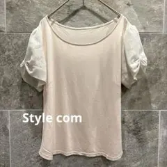 スタイルコム レース切替 シフォンスリーブ Tシャツ ベージュ M a562のサムネイル