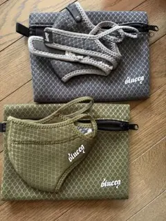 blueeq マスク ポーチ セット カーキ グレー