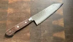 安田刃物 槌目 ダマスカス 切付 三徳 165mm 包丁 VG10 ステンレス
