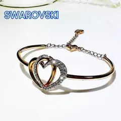 【美品】スワロフスキー♡ハート♡バングル♡ブレスレット♡パヴェ ピンクゴールド
