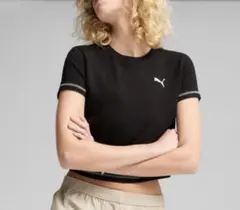 PUMA ワッフル生地 半袖Tシャツ ブラック Mサイズ