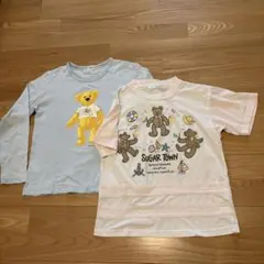女児 クマ柄パジャマTシャツ 水色と白 130 2枚セット