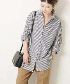 Spick＆Span 50コットンオーバーシャツ　ストライプ【2023A/W】