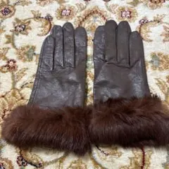 レザー ファー付き冬用手袋
