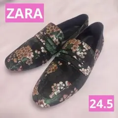 ZARA 桜刺繍 ローファー サイズ39(24.5cm)のサムネイル