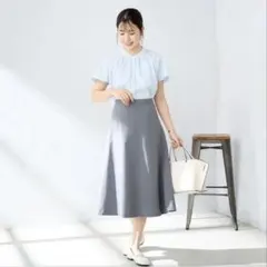 360°キレイ 2Wayストレッチ セミフレアスカート グレーのサムネイル