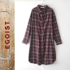 美品　EGOIST／エゴイスト★　チェック　ロングシャツワンピース　F