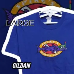 美品 ギルダン GILDAN ブルー Tシャツ メンズL ヘタ絵 アメリカ古着
