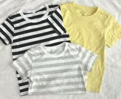 無印 半袖 Ｔシャツ 110cm 3枚セット ネイビー グレー イエロー キッズ