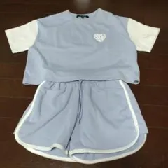 しまむら　130cm　半袖　ショートパンツ　セットアップ　水色　女の子