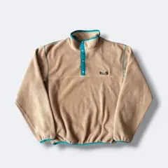 希少　80s USA製 L.L.Bean フリース スナップt ベージュ L
