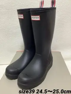 新品未使用 HUNTER レインブーツ ブラック 24cm〜 収納袋付き - メルカリ