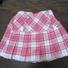 ピンク系チェック プリーツスカート