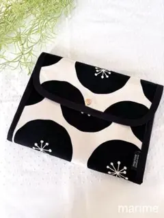 じゃばらマルチケース/母子手帳ケース/あんぱん柄ブラック/ハンドメイド