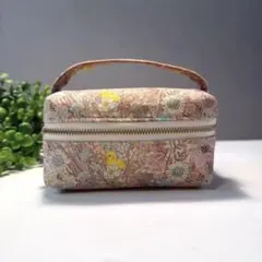 ユキエモンyukiemonハンドメイド ボタニカルフラワーpinkポーチ猫