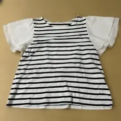 ボーダー柄 フリル袖 半袖Tシャツ カットソー M LOWRYS FARMのサムネイル