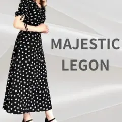 美品✨マジェスティックレゴン　花柄　ロングワンピース　フレア　黒　大人可愛いのサムネイル