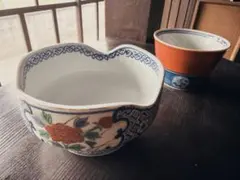 伊万里 変形高台中鉢 湯呑 セット 和食器 赤地金彩 未使用品