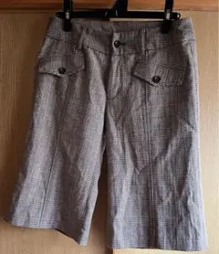 5.レディースキュロットパンツ ウール混 ツイード 茶チェック