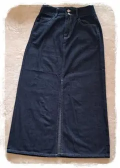 ダークデニム タイトスカート スリット入り