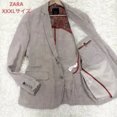 【超希少サイズXXXL 4L】ザラ　テーラードジャケット　麻100 ペイズリー