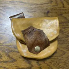 牛革 コインケース キャメル