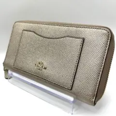 COACH コーチ ラウンドファスナー 長財布 メタリック ゴールド