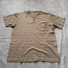 ハッシュパピー 3L ヘンリーネック ボーダー Tシャツ 半袖 刺繍ロゴのサムネイル