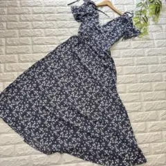【fifth】新品　花柄　くすみブルー　ロングワンピース