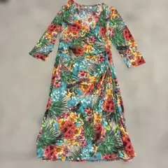 EGERIE PARIS エジェリパリ花柄カシュクールワンピース七分袖ボタニカルのサムネイル
