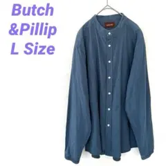 [SALE] Butch&Pillip ノーカラーシャツ L 古着 送料無料