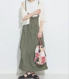 BEAMS BOY アーミー オーバーパンツ アレンジ ワンピース オリーブ