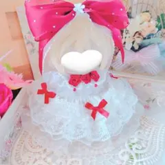 №12-147 【感謝価格】ワインレッド　リボン　　１２cm　ぬい服 いつぬい