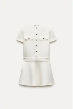 ZARA ツイード ショート テクスチャー ワンピース Lのサムネイル
