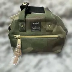 anello アネロ 口金入りミニボストンポーチ カモフラージュ(グリーン)