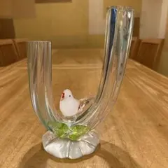 オブジェ 置物 アヒル ガラス 透明 ヴィンテージ ミッドセンチュリー 