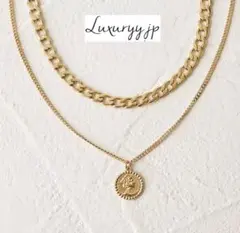 ネックレス コイン ２点セット 太めチェーン サージカルステンレス 今期トレンド
