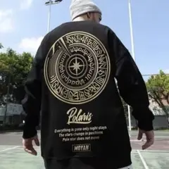 大きいサイズ! 5XL トレーナー ブラック　バックプリント　ちょいワル