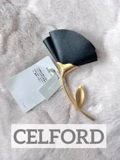 新品 CELFORD フェイクレザーフラワーブローチ セルフォード コサージュ