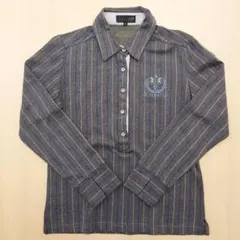 23区 ゴルフウェア 長袖ポロシャツ ストライプ グレー系 Ⅱ