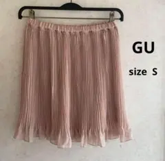 GU ジーユー　ミニプリーツスカート　くすみピンク　S