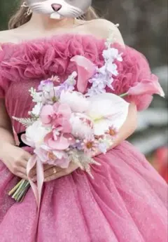 アーティフィシャルフラワー　ブーケ　パープル　ピンク　造花ブーケ　ウエディング