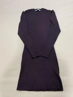 ZARA ダークブラウンリブニット 長袖