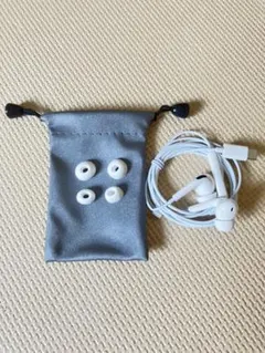 ホワイト有線イヤホン USB-C 交換用イヤーピース付き