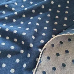 デニム生地　②ドット（ウォッシュブルー）　リバーシブル　延長可能　即日発送中♪